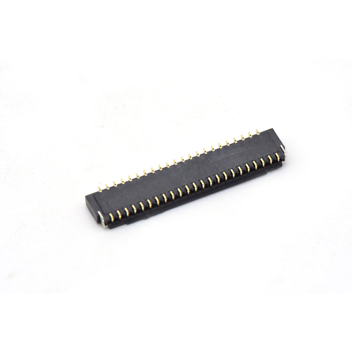 Pitch 0.30mm 90°H1.00mm 卧式下接前掀盖 SMT型 FPC 45pin 黑色 镀半金1u"，其它区域镀镍